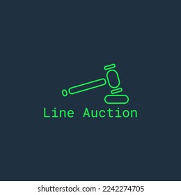 Auction hammer logo made of lines.