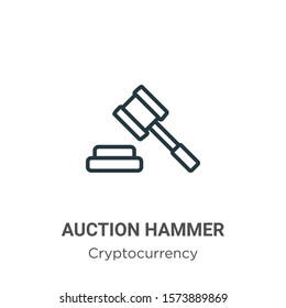 Auction hammer outline vector icon. Thin line black auction hammer icon, flat vector simple element illustration from editable economyandfinance concept isolated on white background