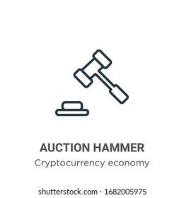 Icono vectorial de contorno de martillo de subasta. Icono de martillo de subasta negra de línea delgada, simple vector plano ilustración de elemento de criptodivisa editable economía y concepto financiero golpe aislado en blanco 
