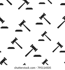Auction hammer seamless pattern background. Business flat vector illustration. Court tribunal sign symbol pattern.