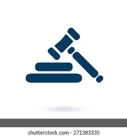 Auction hammer simbol. Law judge gavel icon. Flat design style.