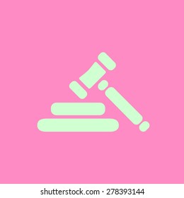 Auction hammer simbol. Law judge gavel icon. Flat design style.
