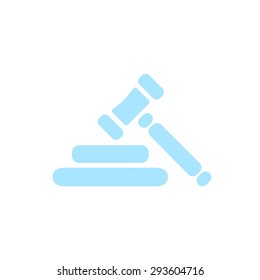 Auction hammer simbol. Law judge gavel icon. Flat design style.