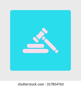 Auction hammer simbol. Law judge gavel icon. Flat design style.