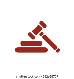 Auction hammer simbol. Law judge gavel icon. Flat design style.