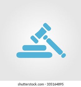 Auction hammer simbol. Law judge gavel icon. Flat design style.