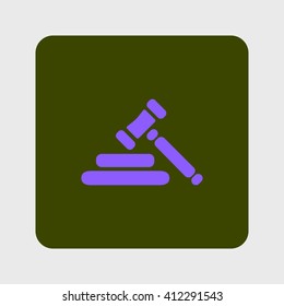 Auction hammer simbol. Law judge gavel icon. Flat design style.