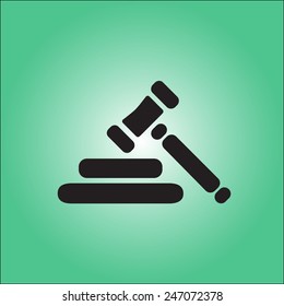 Auction hammer symbol. Law judge gavel icon. Flat design style.