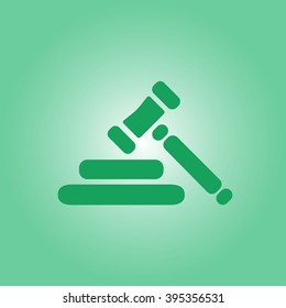 Auction hammer symbol. Law judge gavel icon. Flat design style.