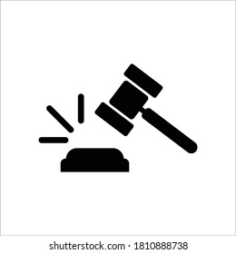 Auction hammer vector icon. Court tribunal flat icon.