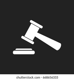 Auction hammer vector icon. Court tribunal flat icon.