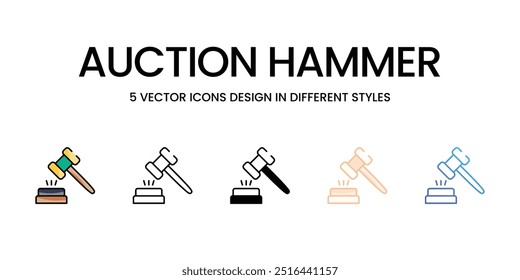 Auction Hammer vector icons set ready to use vector illustration