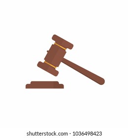 Auction hammer. Wooden gavel of the judge isolated on white background. Vector