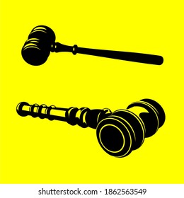 Auction hammers. Judge's gavel. Vector drawing.