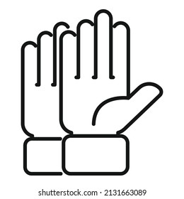 Vector de contorno de icono de la mano de subasta. Tribunal de Finanzas. Evento móvil