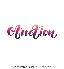 AUCTION handwritten text. Modern brush ink calligraphy. Hand lettering. Colorful letters isolated on white background. Vector illustration. EPS 10 available.