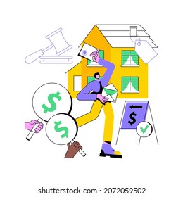 Auction house abstract concept vector illustration. Residential and commercial property auction, buy, sell assets online, exclusive bid, consecutive biddings, business auctions abstract metaphor.