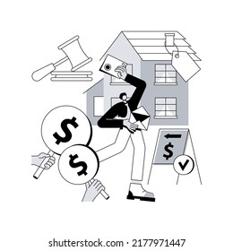 Auction house abstract concept vector illustration. Residential and commercial property auction, buy, sell assets online, exclusive bid, consecutive biddings, business auctions abstract metaphor.
