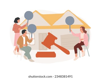 Auction house isolated concept vector illustration. Residential and commercial property auction, buy, sell assets online, exclusive bid, consecutive biddings, business auctions vector concept.