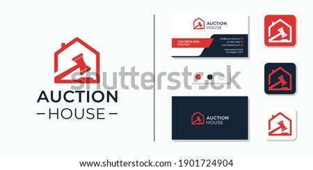 Auction house logo and business card design template identity
