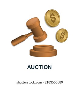 Auction icon. 3d illustration from e-commerce collection. Creative Auction 3d icon for web design, templates, infographics and more