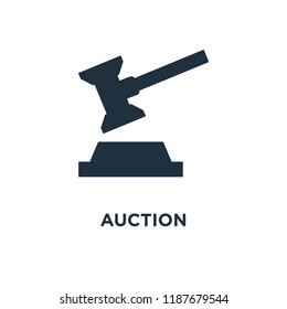 Auction icon. Black filled vector illustration. Auction symbol on white background. Can be used in web and mobile.