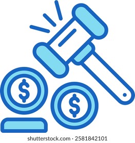 Auction Icon Blue Vector Illustration