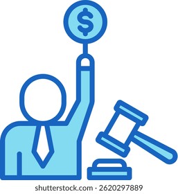 Icono de la subasta Ilustración vectorial azul