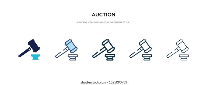 auction icon in different style vector illustration. two colored and black auction vector icons designed in filled, outline, line and stroke style can be used for web, mobile, ui