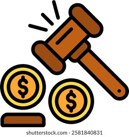 Auction Icon Lineal Color Vector Illustration