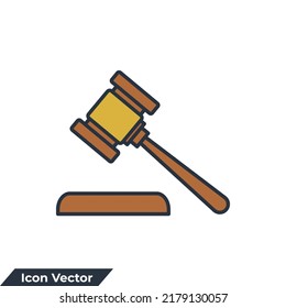 auction icon logo vector illustration. judge hammer symbol template for graphic and web design collection