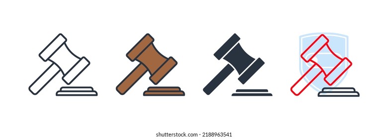 ilustración vectorial del logotipo del icono de subasta. plantilla de símbolo gavel de juez para colección de diseño gráfico y web