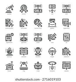 Leilão Icon pack para o seu site, celular, apresentação e design de logotipo. Ícone de leilão design sólido. Ilustração de gráficos vetoriais e traçado editável.