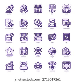 Leilão Icon pack para o seu site, celular, apresentação e design de logotipo. Leilão Ícone linha projeto de cor básica. Ilustração de gráficos vetoriais e traçado editável.