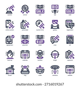 Leilão Icon pack para o seu site, celular, apresentação e design de logotipo. Ícone de leilão duplo Tom design. Ilustração de gráficos vetoriais e traçado editável.