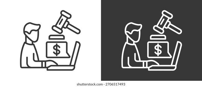 Conjunto De Iconos De Subasta Colección De Vector Aislada En Blanco Y Negro