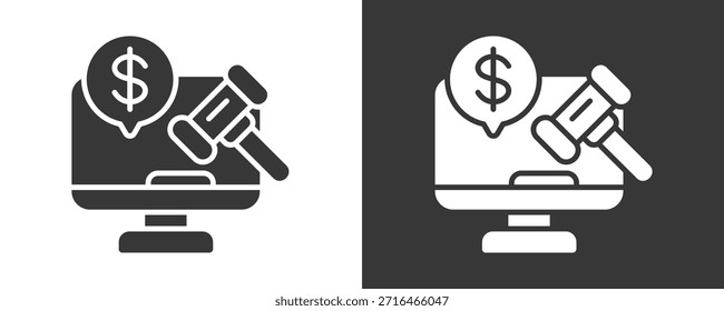 Conjunto De Ícones De Leilão Coleção De Vetores Isolados Em Preto E Branco