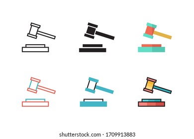 auction icon vector illustration with six different style design. isolated on white background