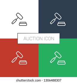 Auction Icon White Background. Editable Outline Auction Icon From Realestate. Trendy Auction Icon For Web And Mobile.