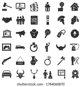 Auction Icons. Black Scribble Design. Vector Illustration.