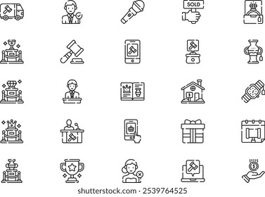 Auction Icons Collection ist eine Vektorgrafik mit editierbarem Strich.