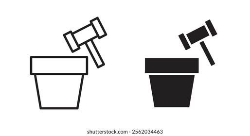 Auction icons in flat and line style set.