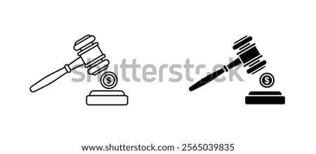 Auction icons in outline and fill. vector illustration for ui.