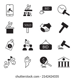 Auction icons set . Auction pack symbol vector elements for infographic web