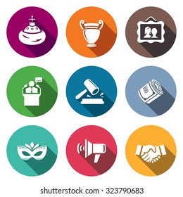 Auction icons set. Vector Illustration. 
