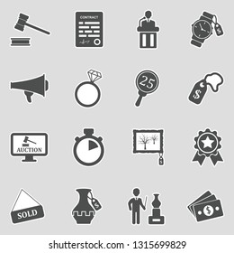 Auction Icons. Sticker Design. Vector Illustration.