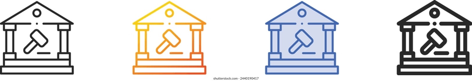 auction icon.Thin Linear, Gradient, Blue Stroke and bold Style Design Isolated On White Background