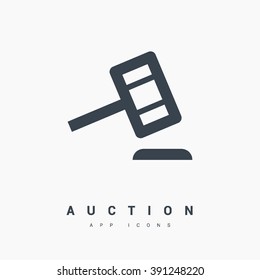 Auction isolated minimal single flat linear icon for application and info-graphic. Law line vector icon for websites and mobile minimalistic flat design.