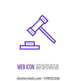 Auction isolated minimal single flat linear icon for application and info-graphic. Law line vector icon for websites and mobile minimalistic flat design.