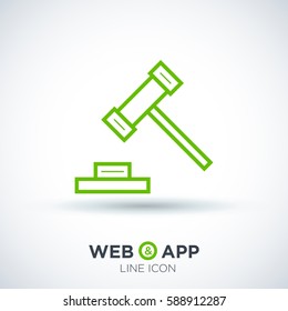 Auction isolated minimal single flat linear icon for application and info-graphic. Law line vector icon for websites and mobile minimalistic flat design.